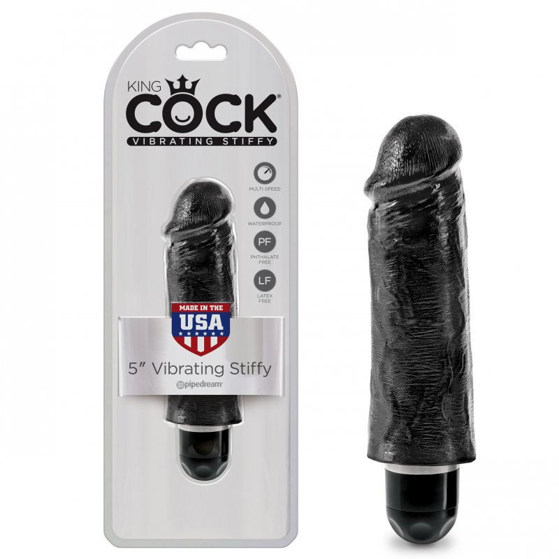 Вибромассажер King Cock 5'' с реалистичной насадкой – черный