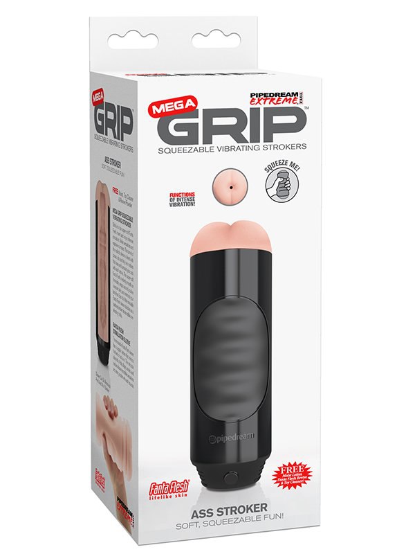 Мастурбатор анус Mega Grip Vibrating Stroker с вибрацией - телесный