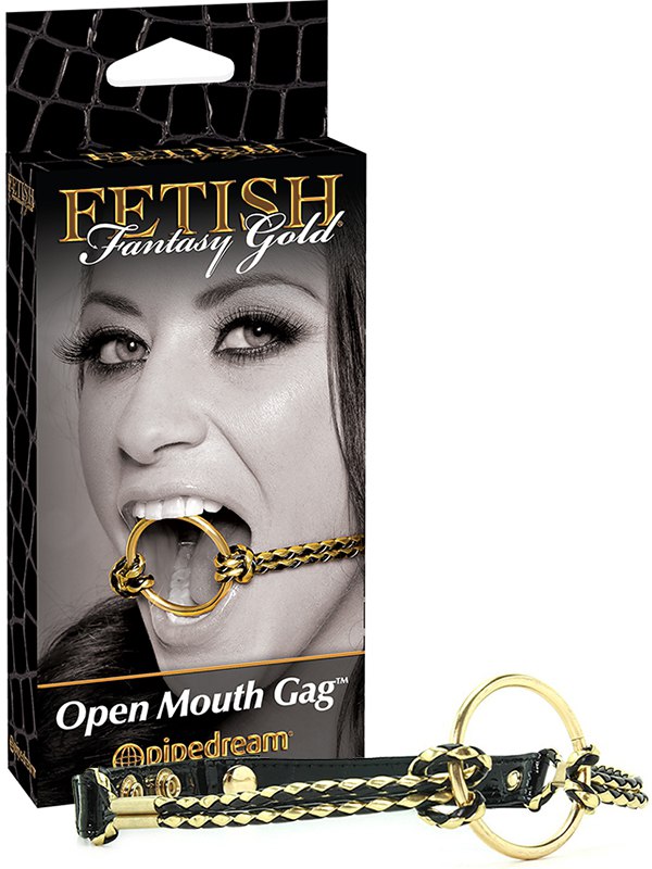 Кляп рамка Open Mouth Gag черный с золотом