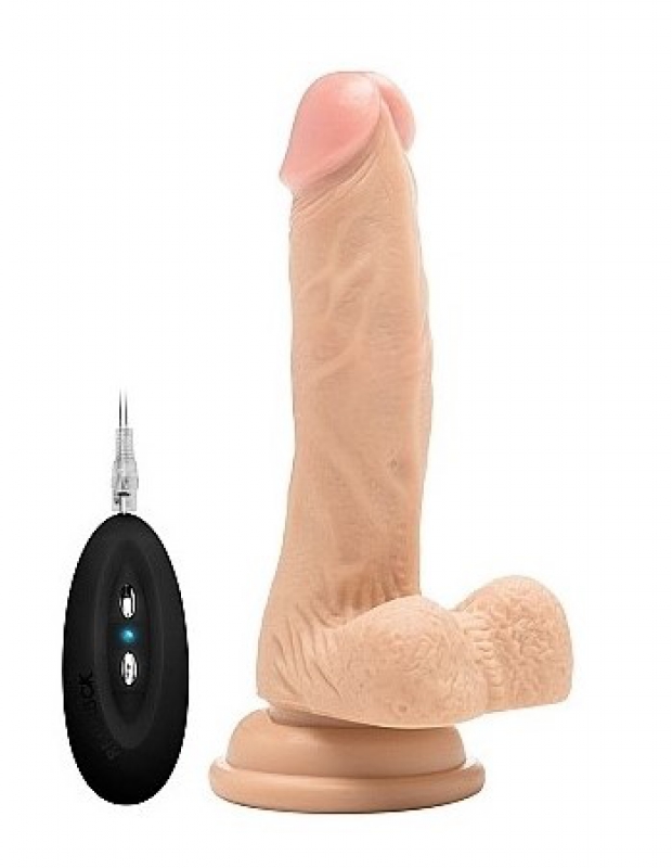 Фаллоимитатор с вибрацией и пультом управления Vibrating Realistic Cock With Scrotum - 7 Inch