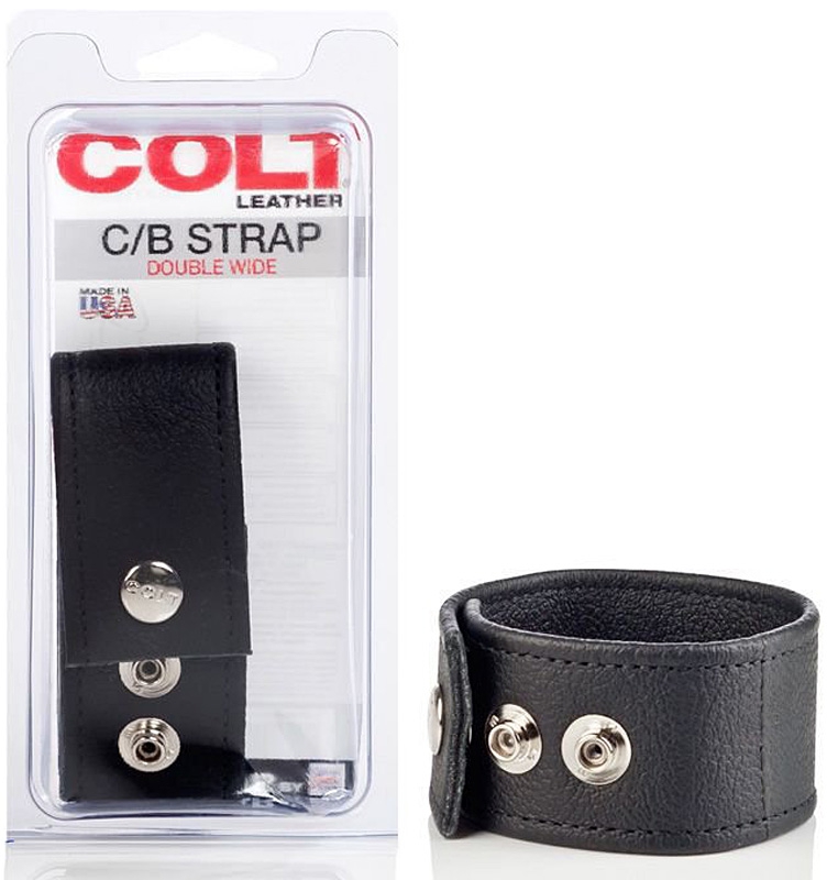 Кожаная утяжка на пенис Colt C/B Strap Double Wide – черный