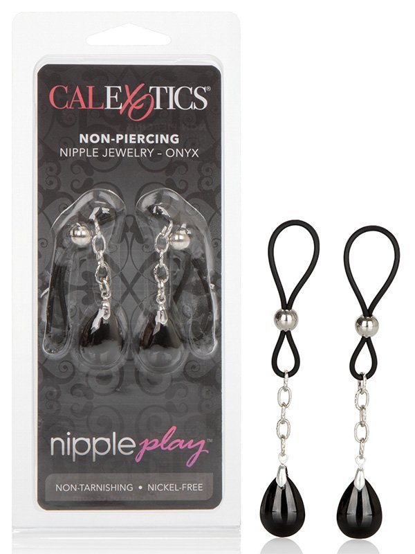  Зажимы на соски Non-Piercing Nipple Jewelry - Onyx с подвесками – черный