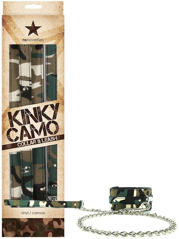 Ошейник Kinky Camo Collar & Leash с металлическим поводком