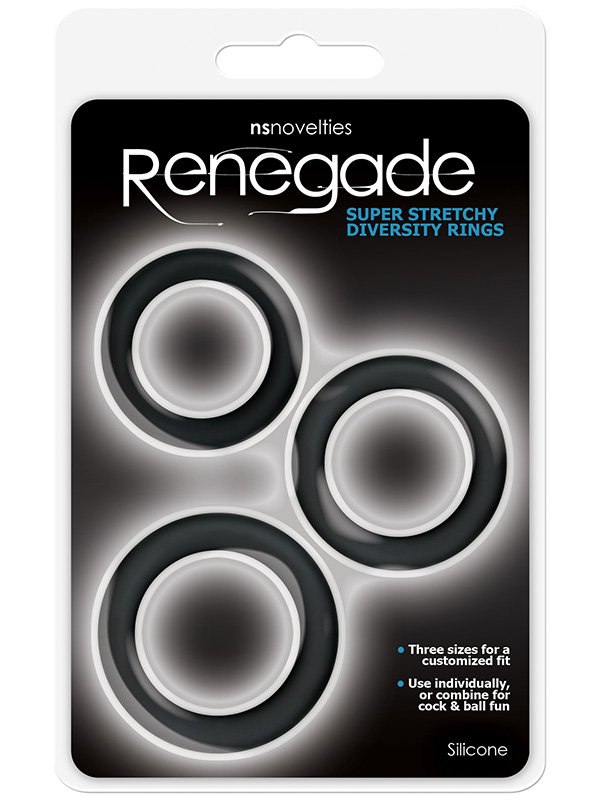 Набор из 3-х эрекционных колец Renegade Diversity Rings – черный