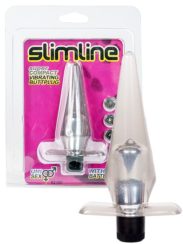 Анальная пробка Slimline Butt Plug с вибрацией – серый