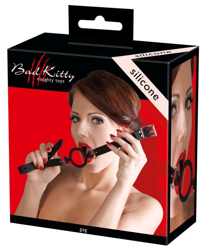 Кляп-кольцо Bad Kitty Silicone Ring Gag - черный