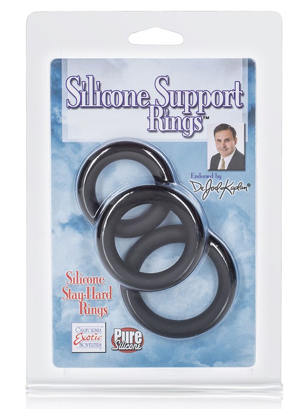 Набор из 3-х эрекционных колец Dr. Joel Kaplan Silicone Support Rings – черные