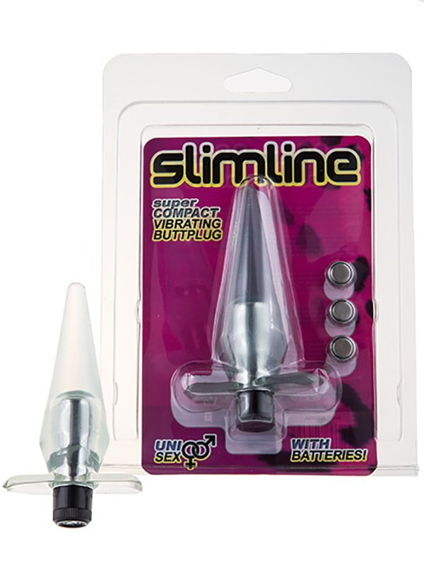 Анальная пробка Slimline Super Compact Vibrating Butt Plug с вибрацией – серый