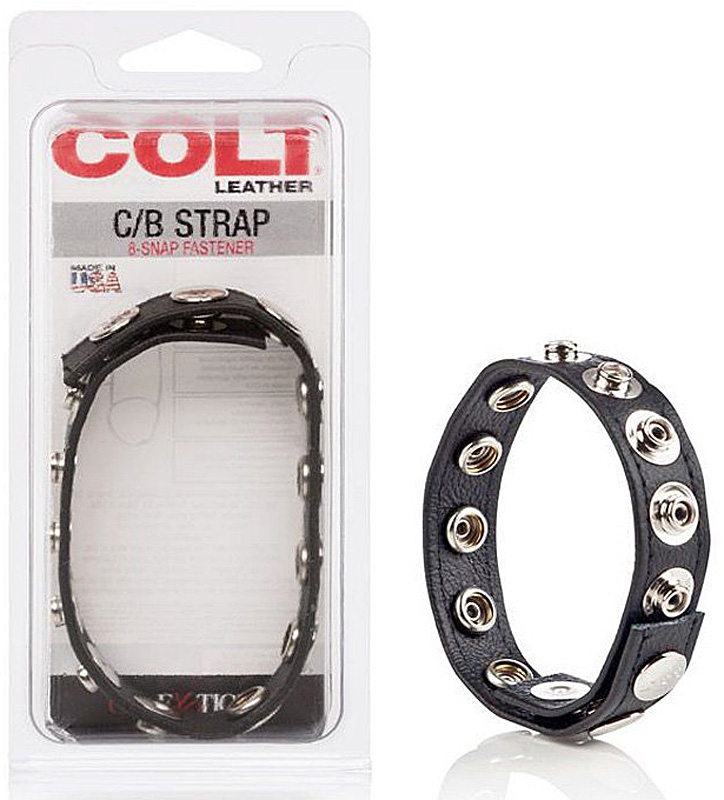 Кожаная утяжка на пенис Colt C/B Strap 8 Snap Fastener – черный