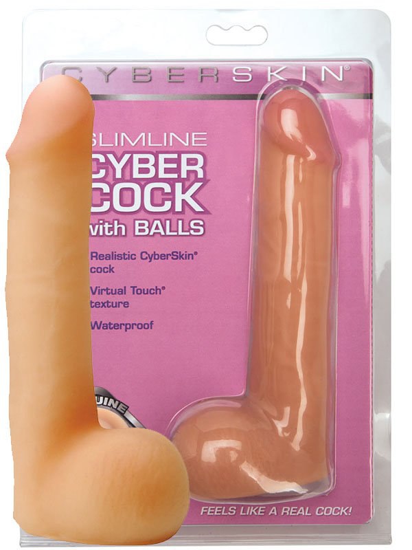 Фаллоимитатор Slimline CyberCock with Balls с мошонкой