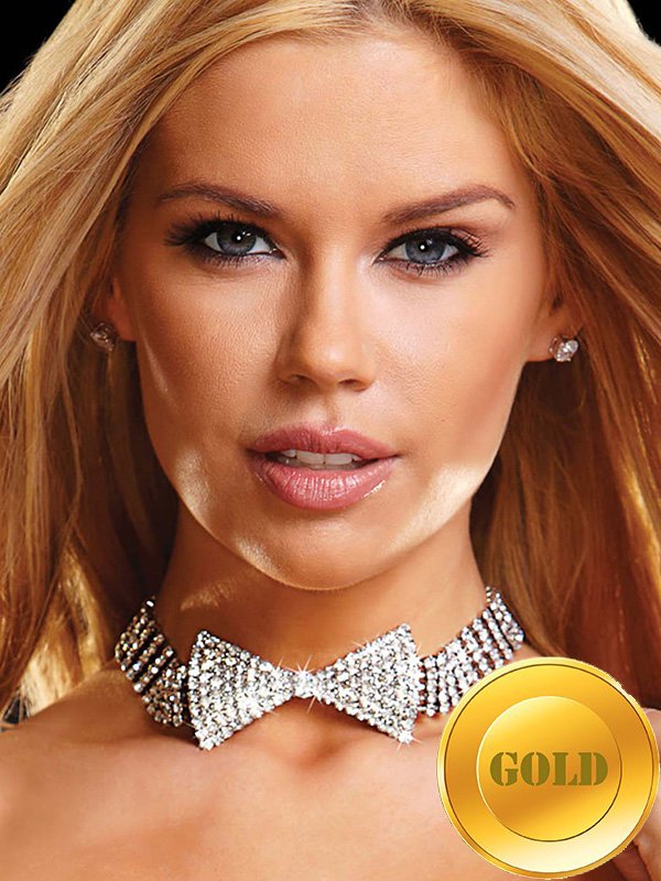 Ожерелье-бабочка Ann Devine - All Rhinestone Bow Tie Choker из кристаллов – золотой