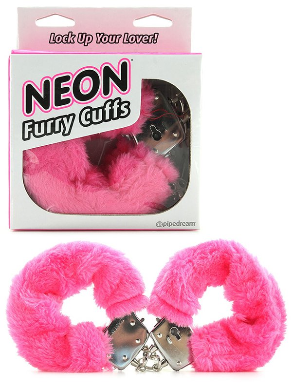 Меховые наручники Neon Furry Cuffs – розовый