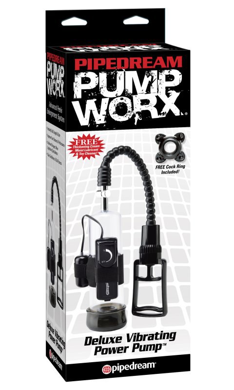 Вакуумная помпа мужская Deluxe Vibrating Power Pump с вибрацией – черный