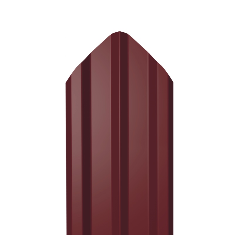 Металлический штакетник Гладкий полиэстер RAL 3005 (Красное вино) 2000*100*0,45 двухсторонний Фигурный