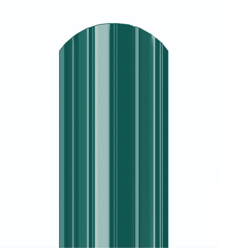 Металлический штакетник Гладкий полиэстер RAL 6005 (Зелёный мох) 1500*105*0,45 двухсторонний Полукруглый завальцованный