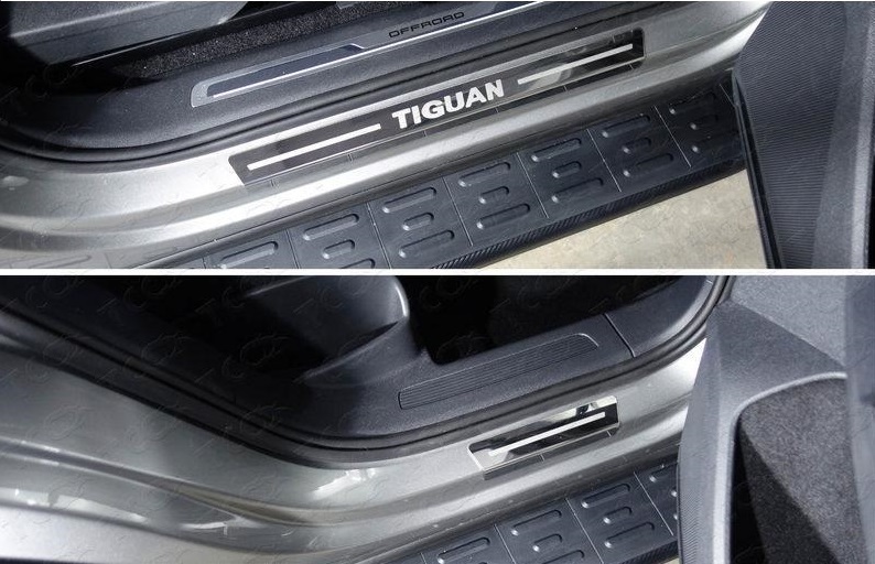 Накладки на внешние пороги 4шт (лист зеркальный) VWTIG17-30 для Volkswagen Tiguan 2017-