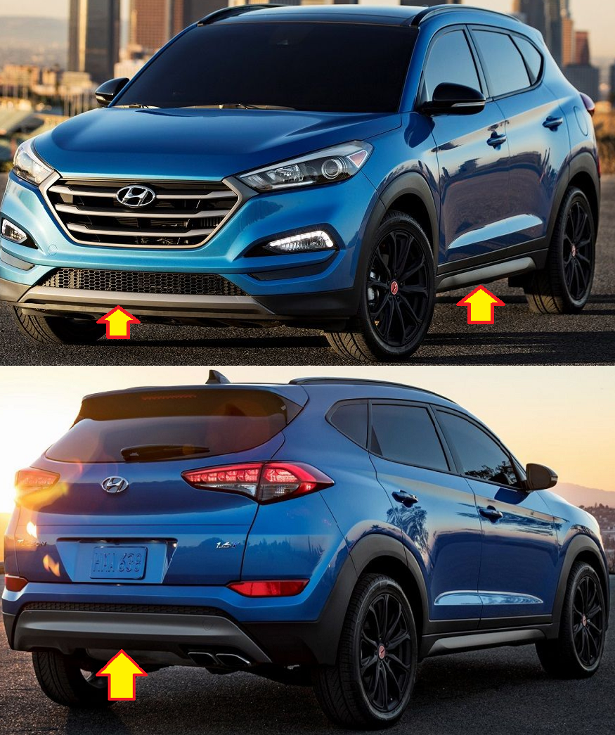 Накладки на бампера и пороги dark gray body kit для Hyundai Tucson 2015 - 2018