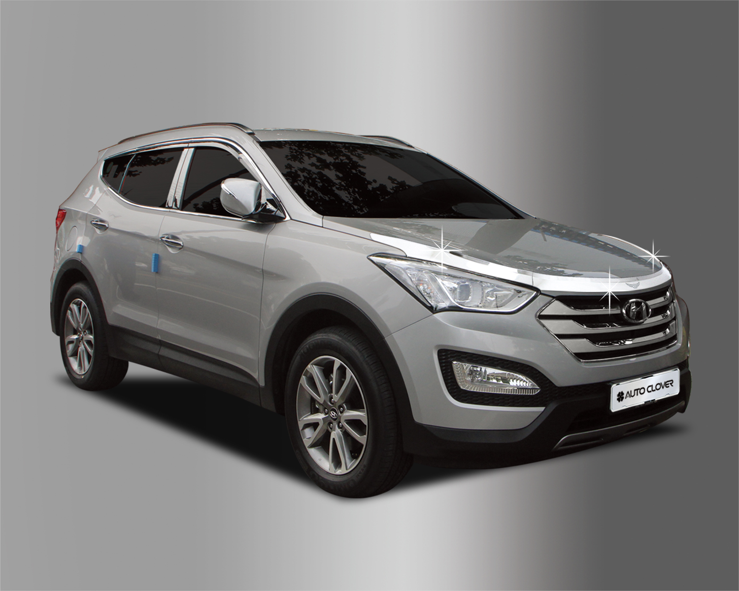 Дефлектор капота (хром) для Hyundai Santa Fe 2012 - 2018