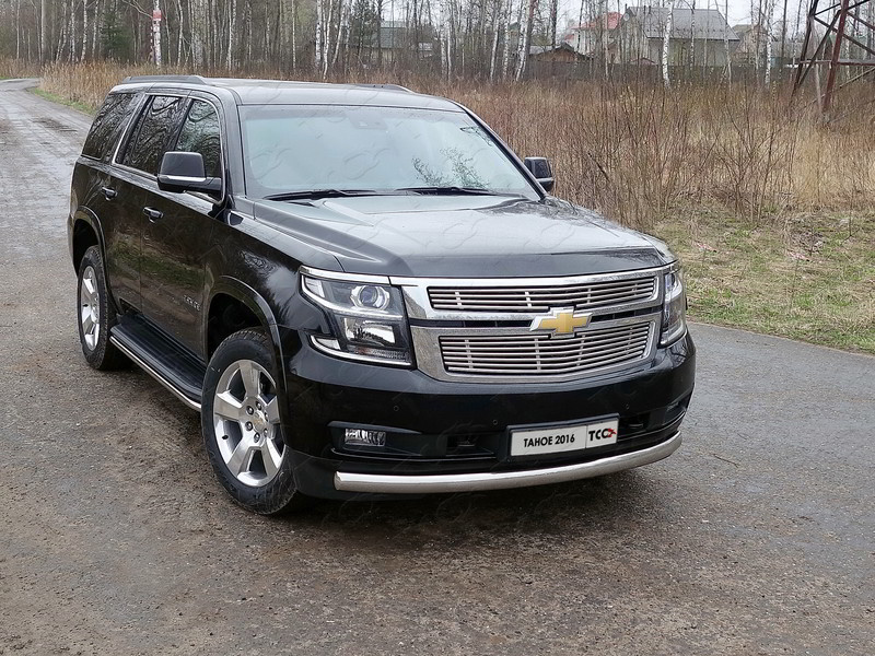 Передняя защита 75x42мм (овальная)CHEVTAH16-10 Chevrolet Tahoe IV 2015-