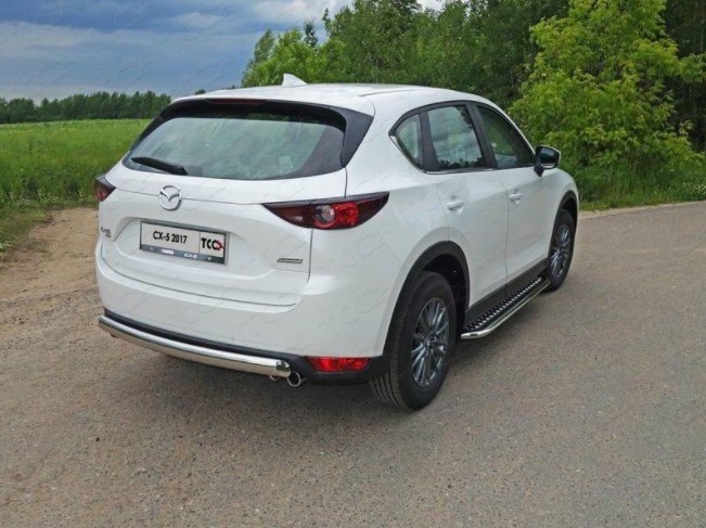 Защита бамперов Задняя защита (овальная) TCC для Mazda CX-5 2017 -