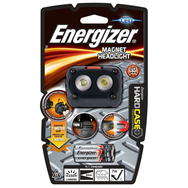 Профессиональный фонарь Energizer Hard CaseE300668000 Case Magnet HL 3AAA, tray (налобный)