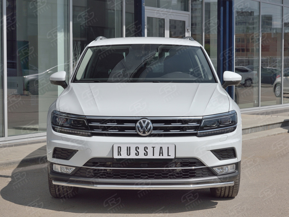 Защита бамперов Передняя защита  42мм (КРОМЕ OFF ROAD) VGZ-002711 для Volkswagen Tiguan 2017-