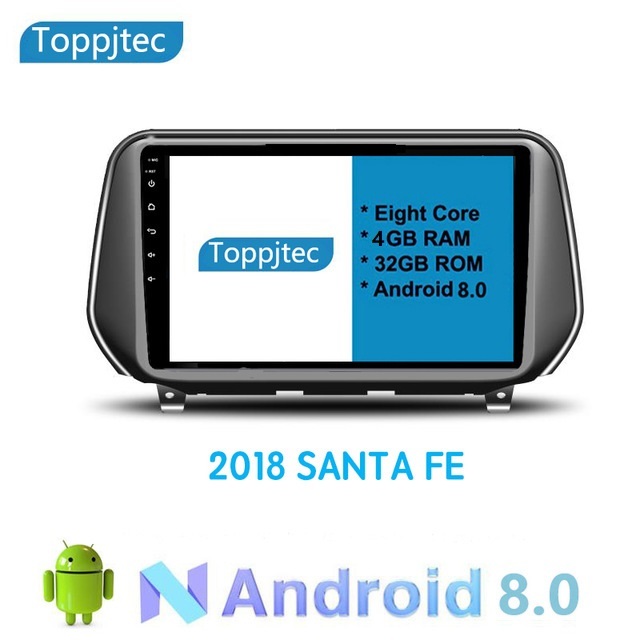   ПЭК МОЛЛ Штатная магнитола TOPPJTEC  10,1  Android 8,1 4G RAM 32G ROM с камерой для Санта Фе 4 (Hyundai Santa Fe 2018 - 2019)