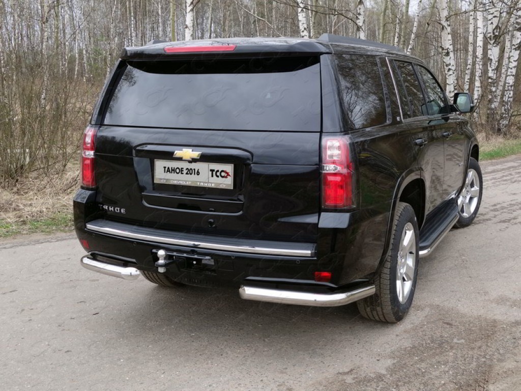 Защита бамперов Задние уголки  76ммCHEVTAH16-17 для Chevrolet Tahoe IV 2015-