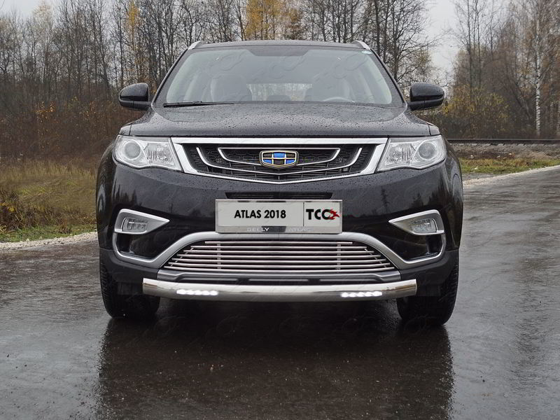 Защита передняя нижняя с ДХО (овальная) TCC GEELEATL18-21 Geely Atlas 2018-