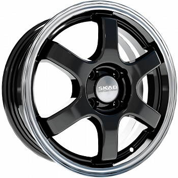 Диск колесный СКАД Киото 6xR15 4x100 ET50 ЦО60,1 черный глянцевый с полированной лицевой частью 2150820