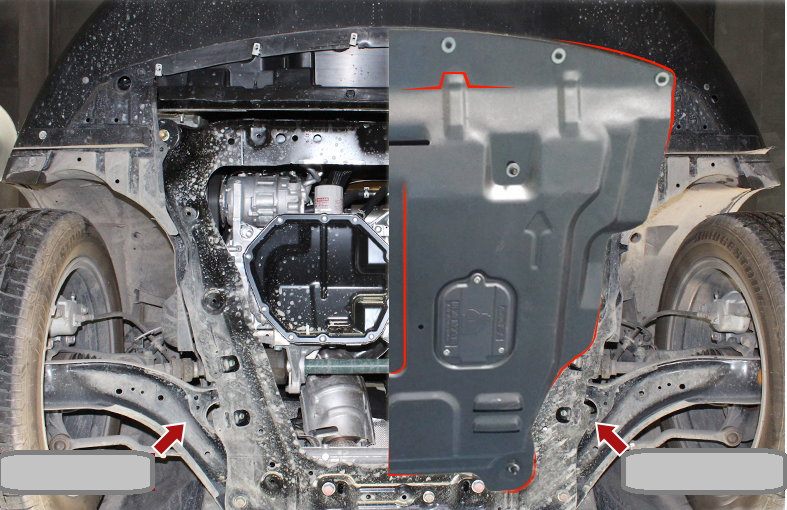 Защита картера двигатели и кпп, стальная c технологическими лючками  для FAW Besturn X80