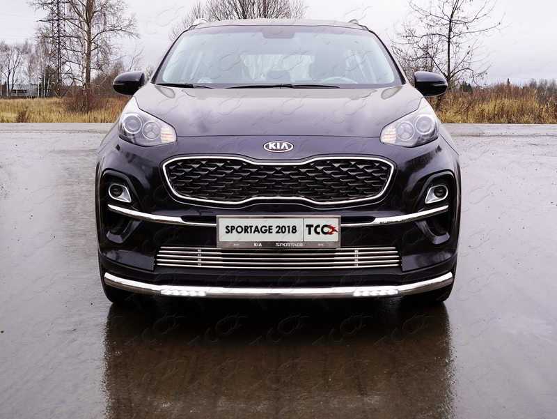 Защита бамперов Защита передняя нижняя с ДХО TCC KIASPORT18-20 Kia Sportage 2018-