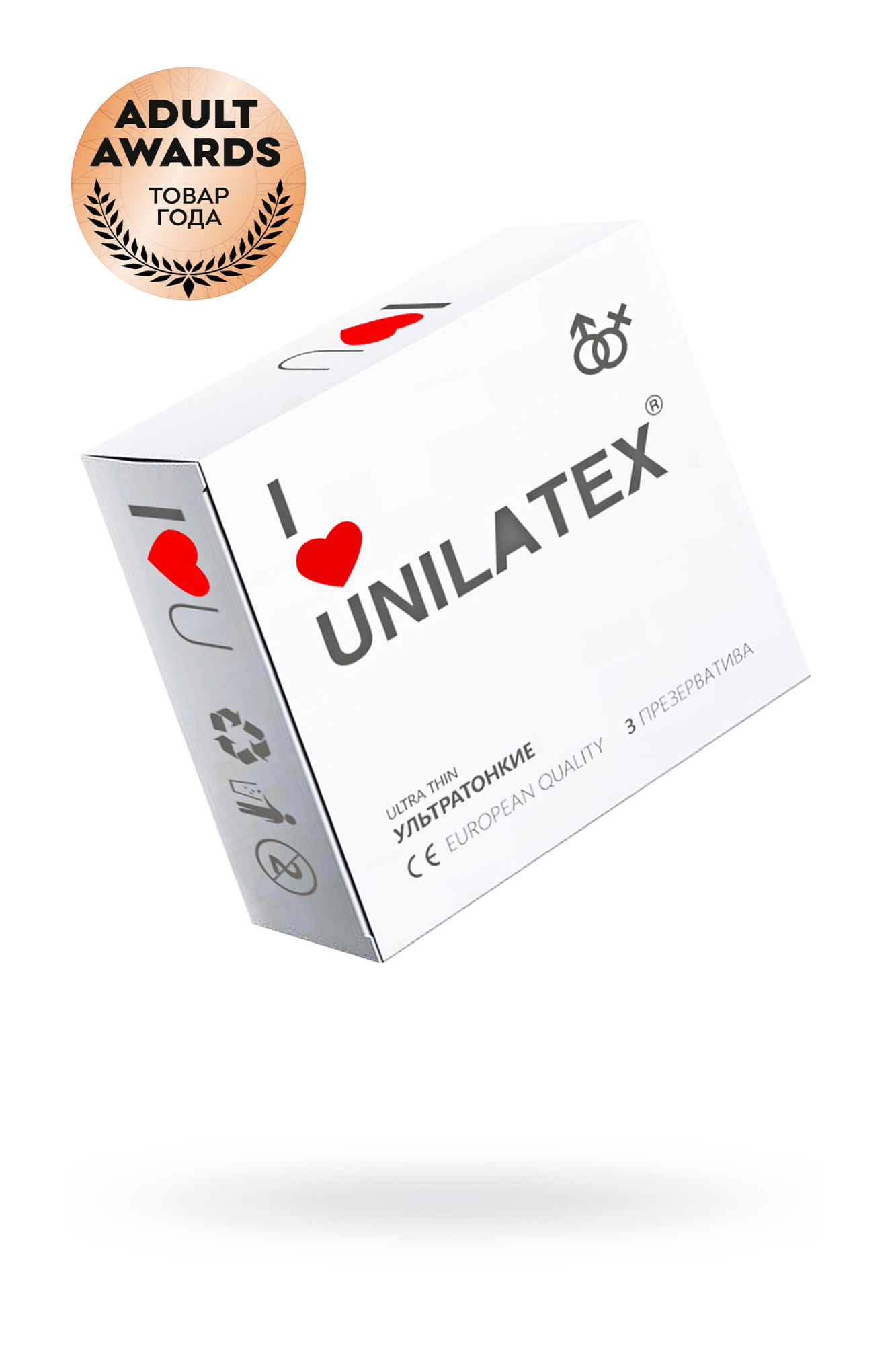 Презервативы Unilatex, natural ultrathin, ультратонкие, 19 см, 5,4 см, 3 шт.