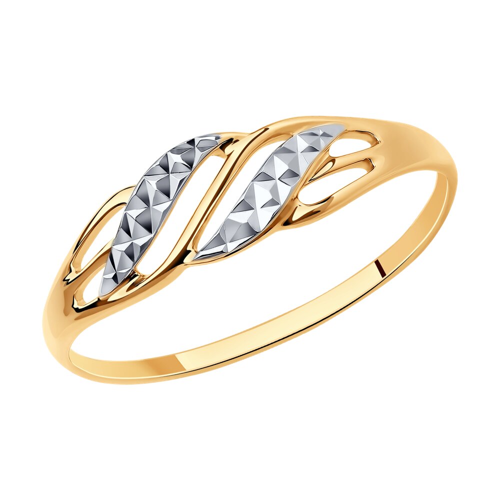 Золотое кольцо с алмазными гранями SOKOLOV