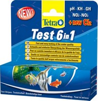 TetraTest 6 в 1 GH/KH/NO2/NO3/pH/Cl полоски для пресной воды 25 шт.