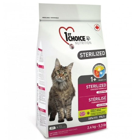  1st Choice Sterilized / Сухой Беззерновой корм Фёст Чойс для Стерилизованных кошек Курица Батат