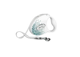 flexi Glam Splash Leaf М tape 5 m, for dogs up to 25 kg / Рулетка флекси с Зелеными кристаллами Swarovski для собак весом до 25 кг, лента 5 м