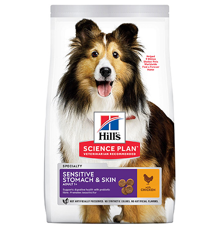 Hills Science Plan Adult Sensitive Stomach & Skin / Сухой корм Хиллс для собак Средних пород с Чувствительным пищеварением и(или) кожей Курица