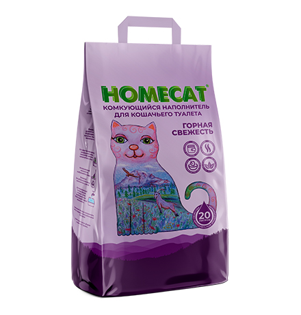  Homecat Горная свежесть / Комкующийся наполнитель Хоумкэт для кошачьего туалета