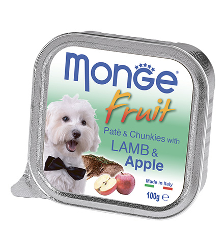 Monge Dog Fruit Lamb / Влажный корм Консервы Монж Фрукт для взрослых собак Ягненок с Яблоком (цена за упаковку)