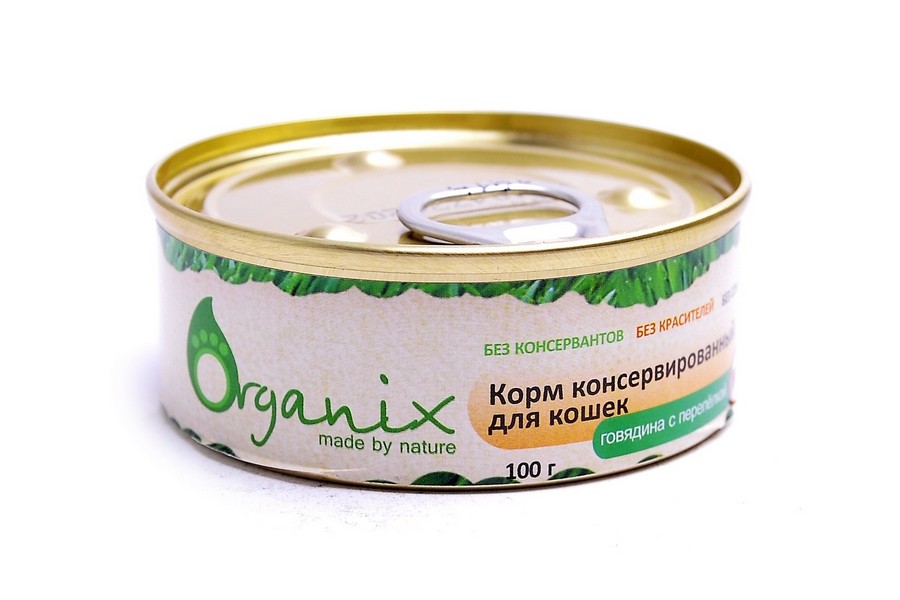 Повседневный Влажный корм для Кошек Organix Консервы для кошек Говядина с перепелкой (цена за упаковку)