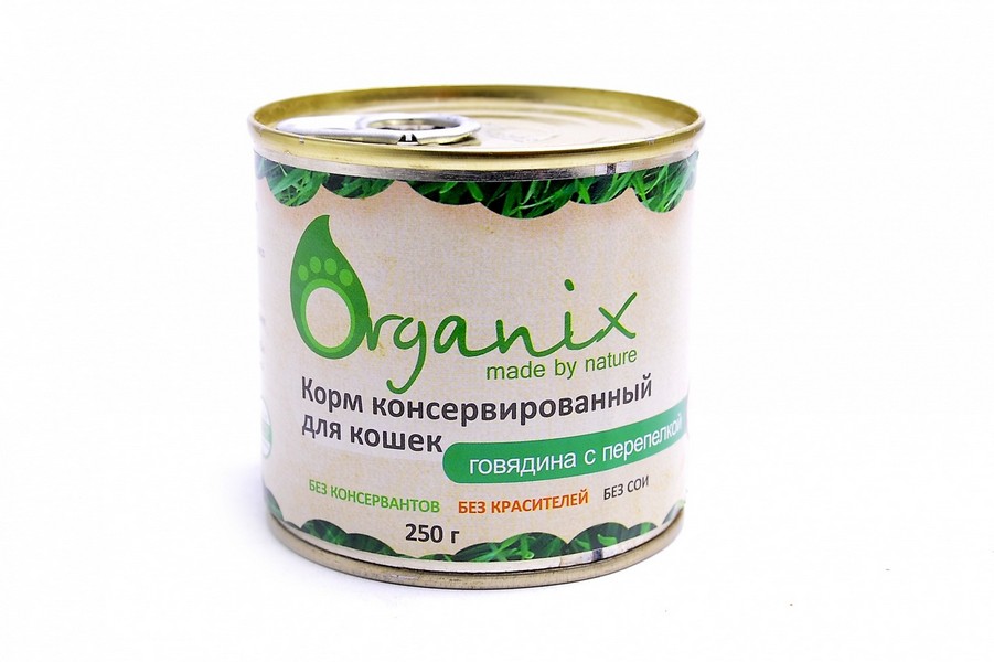 Повседневный Влажный корм для Кошек  ЗооМаг Organix Консервы для кошек Говядина с перепелкой (цена за упаковку)