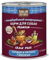 Solid Natura Premium Grain Free / Консервы Солид Натура Беззерновые для собак Сердце и печень говяжьи (цена за упаковку)