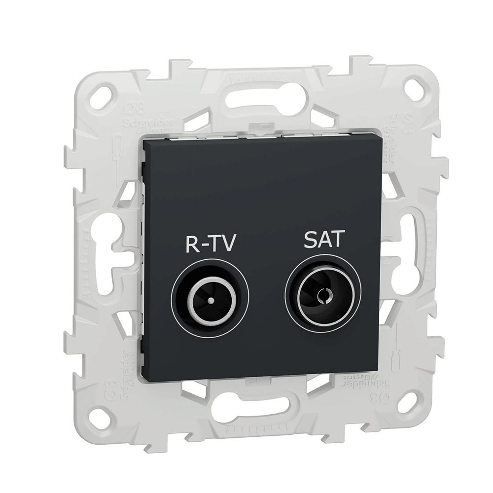 Розетка R-TV/SAT проходная Unica NEW Schneider Electric антрацит NU545654