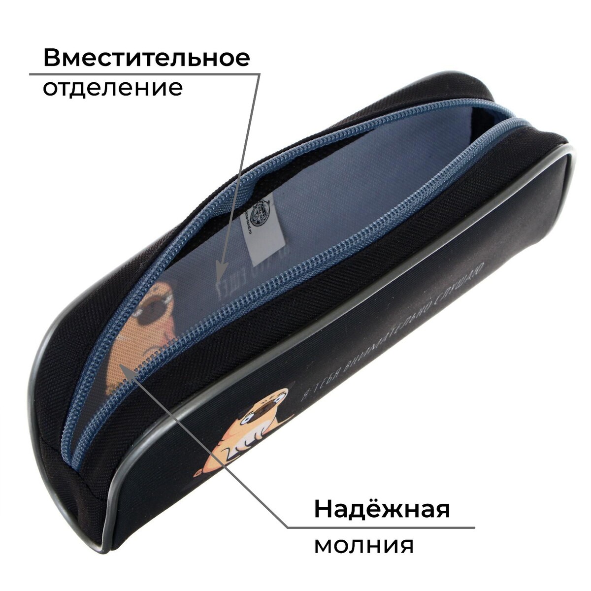 Пенал мягкий, 1 отделение, 80 х 210 х 40 мм, объемный, calligrata пмо 21-20,