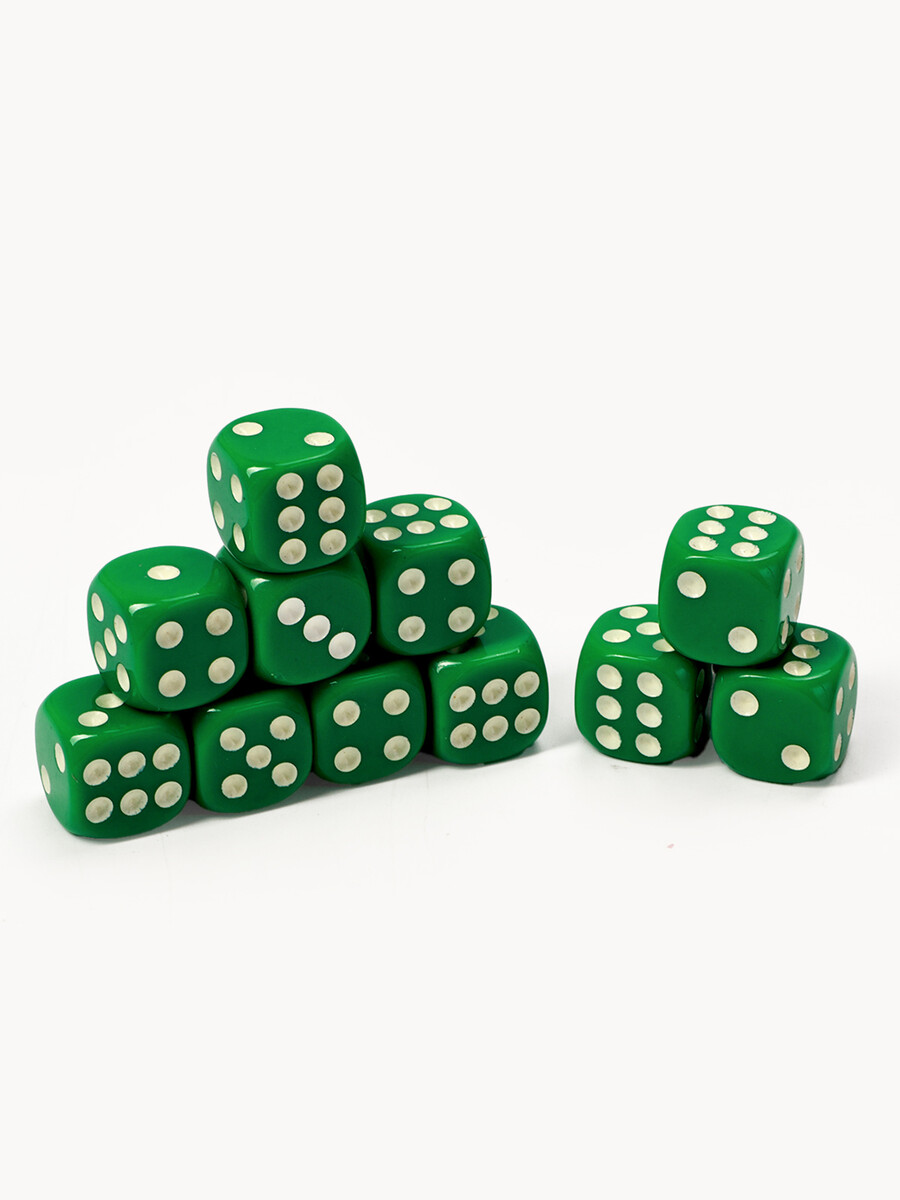 Кубики игральные, 1.4×1.4 см, набор 50 шт., зеленые