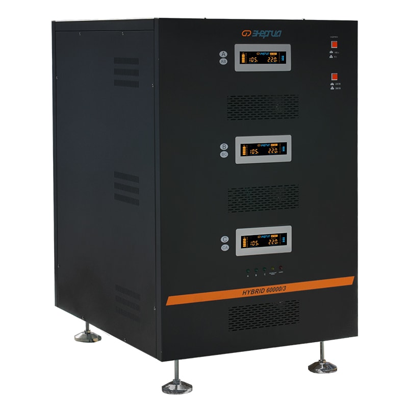 Стабилизатор напряжения Энергия Hybrid-60000/3, 60000 VA, 42 кВт, клеммная колодка, черный (Е0101-0173)