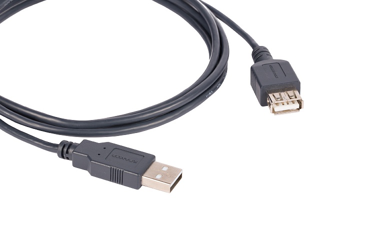 Кабель-удлинитель USB 2.0(Am)-USB 2.0(Af), экранированный, 1.8м, черный Kramer C-USB/AAE-6 (96-02121006)