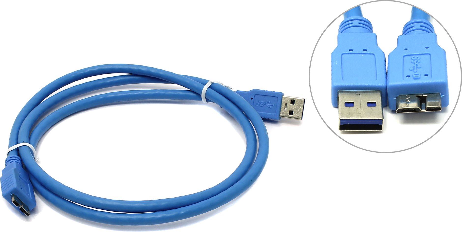 Кабель USB 3.0 A(m)-microUSB , 5bites, 1m, синий (UC3002-010)