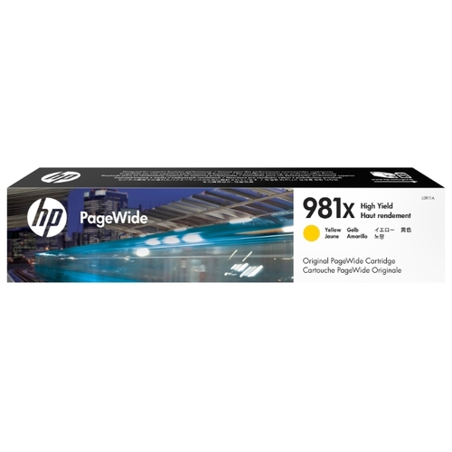 Картридж струйный HP 981X (L0R11A), желтый, оригинальный, ресурс 10000 страниц, для HP Pagewide Enterprise Color 556, HP Pagewide Enterprise Color MFP 586